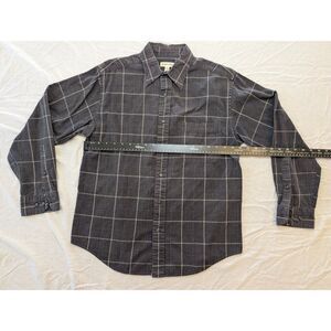 St Johns Bay Mens Medium Gray Plaid Button Up Shirt Long Sleeve Cotton